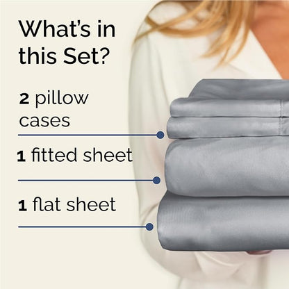 Twin XL 4 Piece Sheet Set - Cooling, Comfy & Breathable - Hotel Luxury Bedding, Includes Fitted Sheet for Women, Men, Kids & Teens - 1 Flat, 1 Fitted Sheet, 2 Pillowcases w/Deep Pockets - Steel Blue