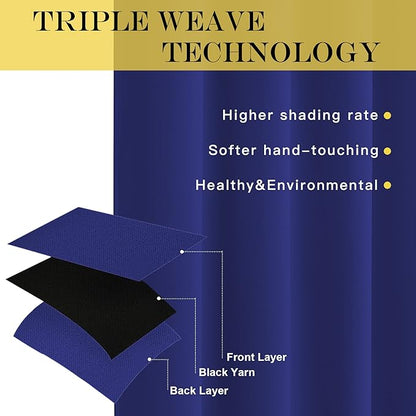 NICETOWN Navy Blue Blackout Curtains for Bedroom/Living Room 132 Inch Length - Thermal Insulated Room Darkening Grommet Top Window Curtains (100 by 132 - Inch, 1 Panel)