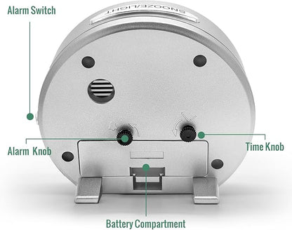 4 Inch Analog Battery Travel Alarm Clocks for Bedrooms, Small Desk Clock, Alarm Clocks for Bedrooms Bathroom Kithchen Home Office, Old School Bedside Table Nightstand Clock Decor, Silver
