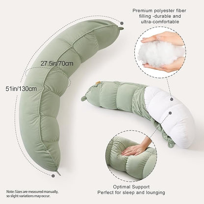 Peallow(Pat. Pend) – Long Round Body Pillow for Adults, Bolster Pillow for Sleeping, Soft and Supportive Pillow for Sleeping & Lumbar Support (Celadon Green,39")