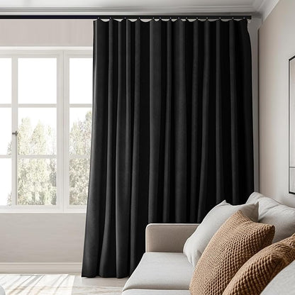 Room Divider Curtains Total Blackout Privacy Curtain Panel Room Thermal Insulated Noise Reduction Curtains for Bedroom Window Living Room Ceiling Track Curtain W 10 ft × H 8 ft Black
