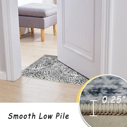 vivorug Round Rug 4ft Vintage-Inspired Round Area Rug Non-Slip Indoor Carpet for Living Room Bedroom Entryway, Stain Resistant Home Decor Circle Rug, Grey Medallion
