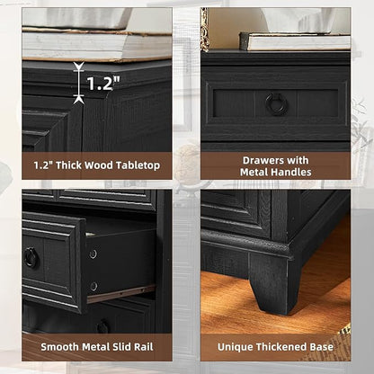 Farmhouse 6 Drawer Dresser for Bedroom, 41" Tall Small Dressers & Chest of Drawers, Rustic Wood Dresser with Metal Handle, Storage Organizer Closet for Living Room, Hallway, Entryway