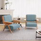 Accent Chair Set of 2, Mid Century Modern Chair, Velvet Upholstered Lounge Arm Chair with Solid Wood, Cozy Seating for Living Room, Bedroom, Balcony (Blue)