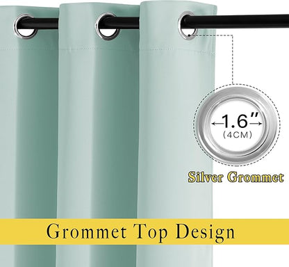 NICETOWN Blackout Curtain Panels 72 - Window Treatment Energy Saving Thermal Insulated Solid Grommet Blackout Drapes for Living Room (1 Pair, 52 by 72 inches, Aqua Blue)