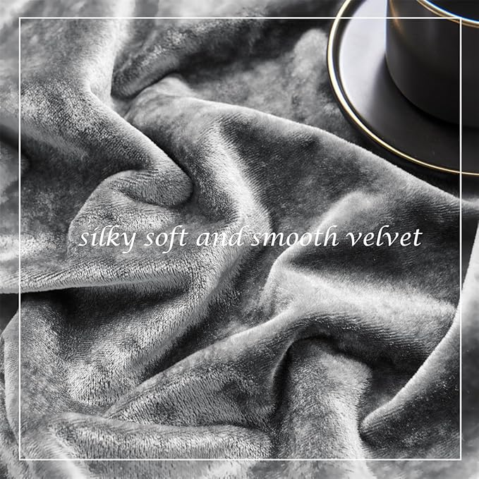 SMILETIME Grey Crushed Velvet Curtains 52x108 inch Luxurious Thermal Insulated Soundproof Drapes for Living Room Bedroom Office Soft and Durable Light-Filtering Window Treatments, 2 Panels