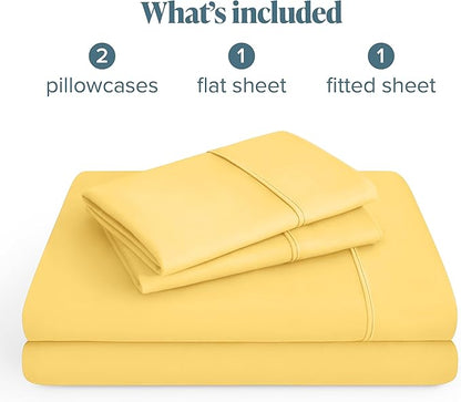 Bare Home Hotel Luxury Twin XL Sheet Set, Extra Soft - 4 Piece Set - Deep Pockets - Easy Fit - Cooling & Breathable - Wrinkle, Fade, Stain Resistant - Includes 2 Pillowcases (Twin XL, Lemon Drop)