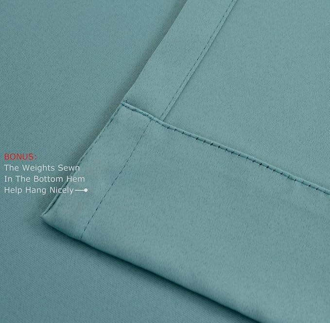MIUCO Room Darkening Grommet Blackout Curtains for Bedroom 52 x 63 Inch Teal 2 Panels