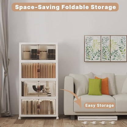Extra Large Stackable Storage Bins with Lids & Wheels, Foldable Plastic Storage Bins (White, 330QT-55QT/14GAL*6Pack)