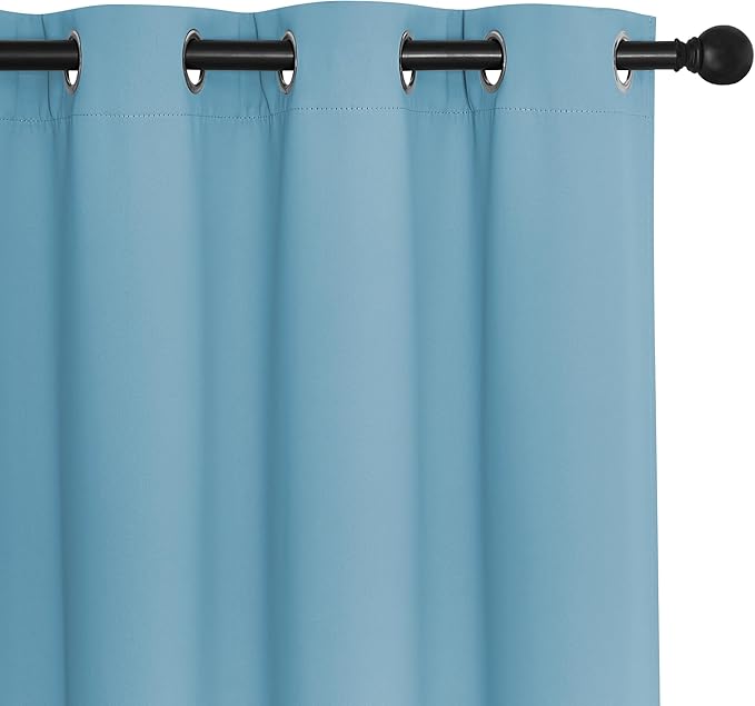 NICETOWN Blackout Curtains 84 Inch Length, Thermal Insulated Curtains for Bedroom Grommet Energy Saving Room Darkening Drapes for Living Room Window, 1 Panel, Teal Blue, 66" W x 102" L