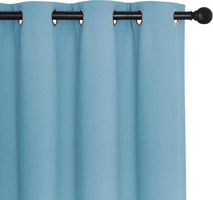 NICETOWN Blackout Curtains 120 inch Length for Sliding Glass Door, Grommet Thermal Insulated Room Darkening Sound Reducing Drapes for Room Divider, 1 Panel, W52 x L120, Teal Blue
