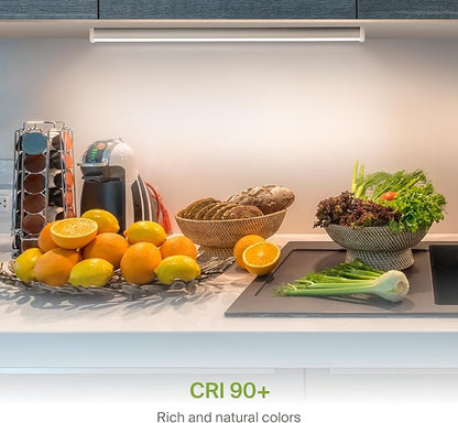 ASD 18 Inch LED Under Cabinet Lighting Plug in or Hardwired, High/Low/Off Switch, 8W 120V 3 CCT 2700K/3000K/4000K CRI90+, Triac Dimmable Linkable Under Counter Lights for Kitchen, ETL Listed, White
