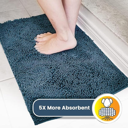Muddy Mat® Shown on TV – Super Absorbent Door Mat Indoor, Microfiber Quick Dry Chenille Entryway Rug, Non-Slip Front Door Mat, Indoor Mats for Entryway, Machine Washable Pet Rug, Atlantic Blue 24"x36"