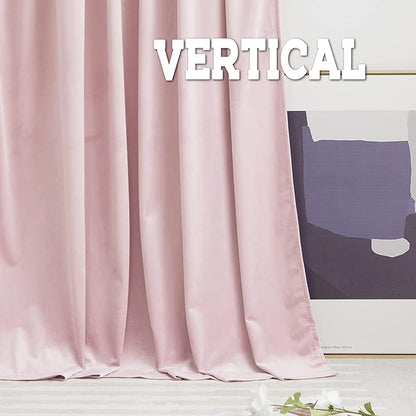 RYB HOME Velvet Curtains 72 inches Length, Back Tab & Rod Pocket Soft Fabric Curtains & Drapes for Home Office Attic Cafe Basement, Blush Pink, W 52 x L 72, 2 Panels Set