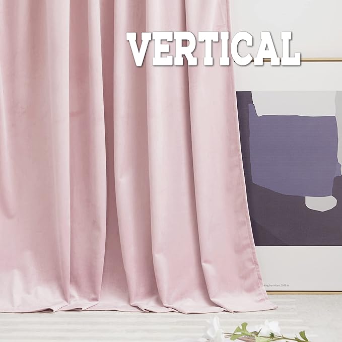 RYB HOME Velvet Closet Curtains 84 inches, Room Darkening Thermal Insulated Privacy Back Tab Drapes for Doorway Enterway, Dormitory, Blush Pink, W 42 x L 84 inches, 2 Panels Set