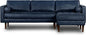 Poly & BARK Napa Right-Facing Sectional Sofa – 104.5” Italian Leather Sectional with Chaise – Midnight Blue – Full-Grain Pure-Aniline & Semi-Aniline Upholstery
