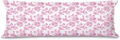 Pink Chinoiserie Golden Retriever Dog 20x54 Body Pillow Cover with Zipper,Grandmillennial Pink Dog Decorative Body Pillow Cases for Bed Couch，Golden Retriever Decor