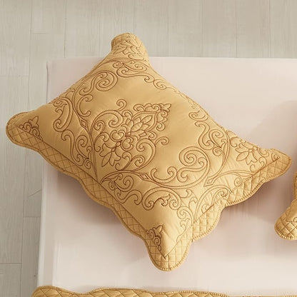 CHIXIN Microfiber Standard Pillow Shams Set of 2 - Decorative Quilted Pillow Covers - Honey-Gold - Size (20" x 26")