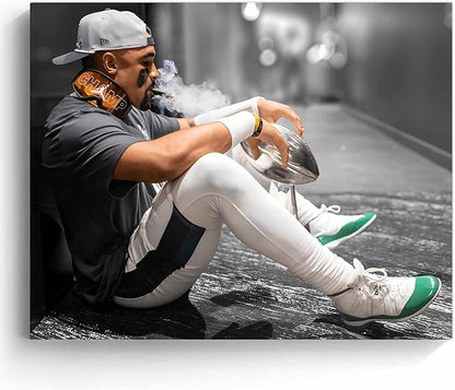 B.B.F MAKE 2025 Super Canvas Bowl Wall Art Champions Eagles Poster Print Philadelphia Hurts Painting Canvas Wall Decor Sports Star Picture Modern Bedroom Living Room Home Decoration, Framed 24x30inch
