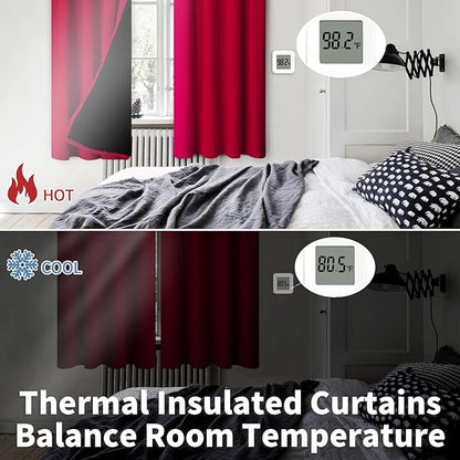 BGment Blackout Curtains for Bedroom 63 Inch Length 2 Panels Set, Thermal Insulated Bedroom Curtains Christmas Window Curtains Rod Pocket Room Darkening Drapes, 42 x 63 Inch, Red