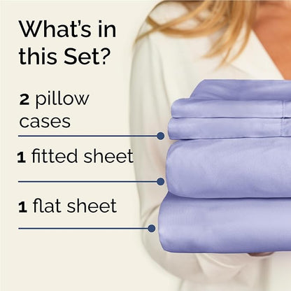 Twin XL 4 Piece Sheet Set - Cooling, Comfy & Breathable - Hotel Luxury Bedding, Includes Fitted Sheet for Women, Men, Kids & Teens - 1 Flat, 1 Fitted Sheet, 2 Pillowcases with Deep Pockets - Lavender