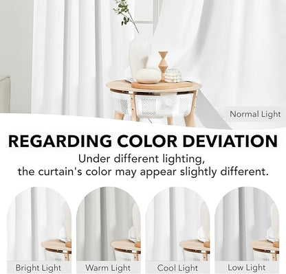 Deconovo Total Blackout Curtains 2 Panels W70 x L108— 100% Blackout, Thermal Insulated, Back Tab, Machine-Washable Drapes, White