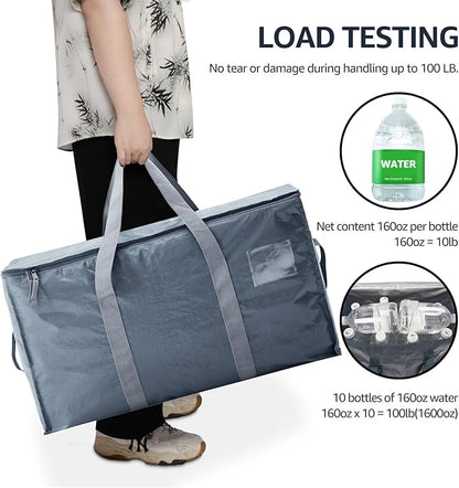 Moving Bags Heavy Duty Extra Large, Moving Boxes, Moving Supplies Essentials,Storage Bins with Lids, Plastic Packing Totes, Storage Bags for Clothes with Handles & Zippers(Grey, 4 Pack)
