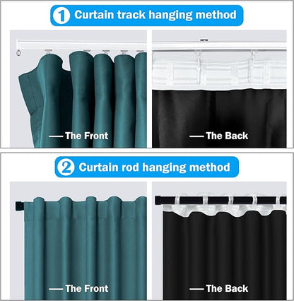 Room Divider Curtains Total Blackout Privacy Curtain Panel Room Thermal Insulated Noise Reduction Curtains for Bedroom Window Living Room Ceiling Track Curtain W 12.5 ft × H 9 ft Azure Blue