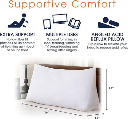 Cheer Collection Ultra Plush and Comfortable Wedge Pillow for Sitting Up in Bed or Sleep Elevation * New and Improved with Etrxa Filling *