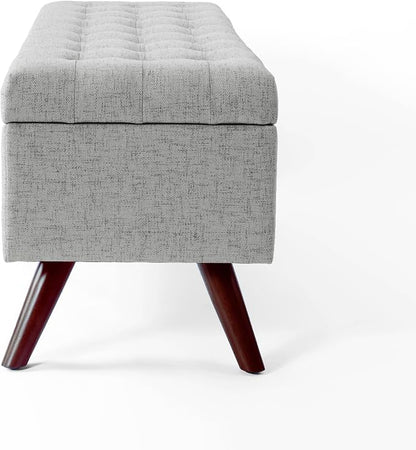 HomePop Modern Tufted Storage Bench|Homepop Home Décor|Bench with Storage for Living Room & Bedroom - Gray Woven