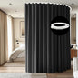 Room Divider Ceiling Mounted Curtains Track Sets Extra Wide Blackout Curtain Flexible Tracks for Bedroom Privacy Partition Separator, 1Panel Black Drape and White Rail, W10 x H10ft