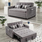 Convertible Sofa Bed, 3-in-1 Loveseat Futon Sofa Bed with 3-Position Adjustable Backrest & Side Pocket, Modern Velvet Fabric Pull Out Couch for Living Room, Small Spaces (Grey)