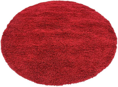 Unique Loom Solid Shag Collection Area Rug (6' 1" Round, Cherry Red)