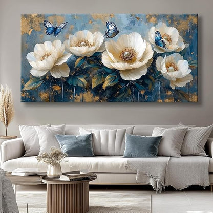 Flowers Canvas Wall Art - Modern landscape Paintings for Living Room, Bedroom Wall Decor, Framed Wall Art for Home or Office Decoration, Large Wall Art 20"x40"(50CMx100CM)