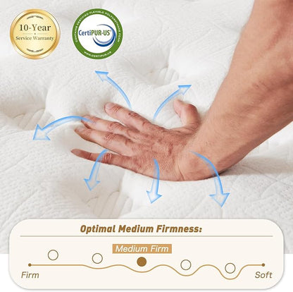 Queen Mattress 14 Inch, Hybrid Memory Foam Mattress with Zoned Pocket Springs Support and Motion Isolation, Medium Firm Feel Pressure Relief for Bed 80" x 60"