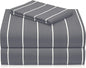 LuxClub 3 PC Twin Sheet Set, Deep Pockets Wrinkle Free Cooling Bed Sheets Hotel Bedding for Women, Men, Kids & Teens, Includes 1 Fitted Sheet, 1 Flat Sheet and 1 Pillowcase-Striped - Light Grey