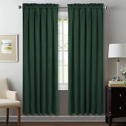 StangH Christmas Green Curtains 72 inches Length Dark Green Velvet Bedroom Window Curtains Super Soft Vintage Home Decoration for Holiday Fete/French Door/Farmhouse, W52 x L72, 2 Panels