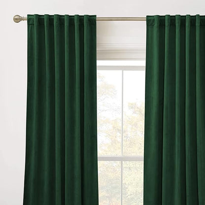 RYB HOME Velvet Closet Curtains 84 inches, Room Darkening Thermal Insulated Privacy Back Tab Drapes for Doorway Enterway, Dormitory, Hunter Green, W 42 x L 84 inches, 2 Panels Set