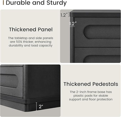 Black Dresser for Bedroom with 8 Drawers, 47.2" Wide Dresser for Closet with Deep Drawer, Large Wood TV Stand, Modern Chest of Drawers for Bedroom, Hallway