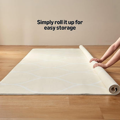 Amazon Basics Thin Indoor Area Rug, Geometric Printed Washable Home Decor Carpet for Living Room Bedroom, 2' W × 3' L, Beige Geometric