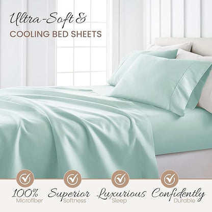 Linen Market Bed Sheets for Twin Size Bed (Aqua) - Sleep Better Than Ever with These Soft and Cooling Twin Sheets - Deep Pocket Fits 16" Thick Beds - 3 Piece Twin Sheet Set