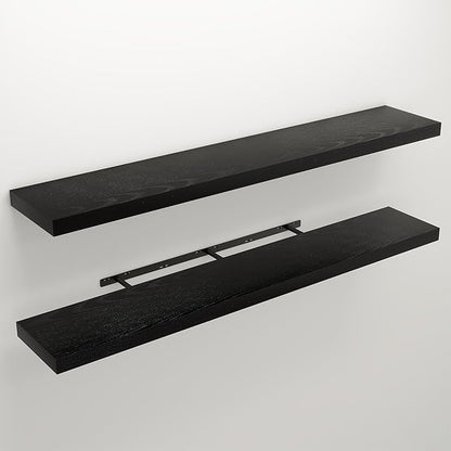 Floating Shelves for Wall, 9.3" Deep Wall Mounted Wood Shelves for Bathroom, Bedroom, Living Room, Kitchen, Hanging Shelf for Books/Storage/Room Decor (Black, 55")