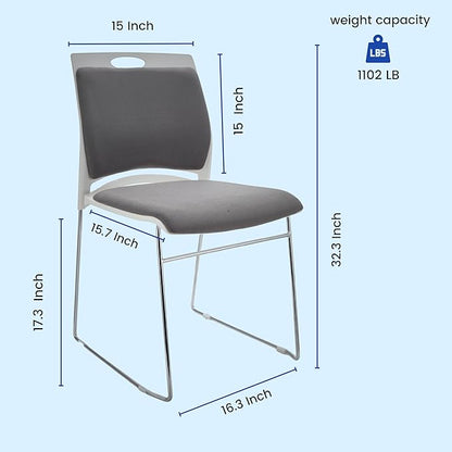 80 Stackable Chairs - 1102LB Capacity Modern Reception Chairs for Home Office, Kitchen, Waiting & Multi-Purpose Rooms, Break Room, Training, Cafeteria