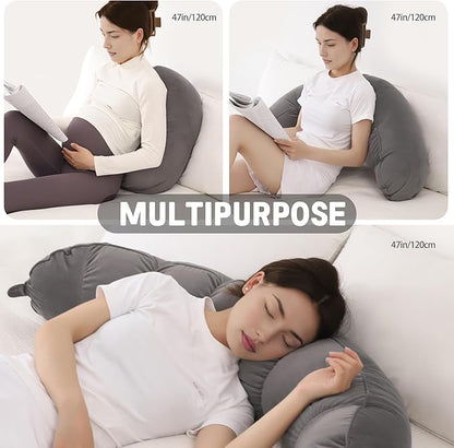 Peallow(Pat. Pend) – Long Round Body Pillow for Adults, Bolster Pillow for Sleeping, Soft and Supportive Pillow for Sleeping & Lumbar Support