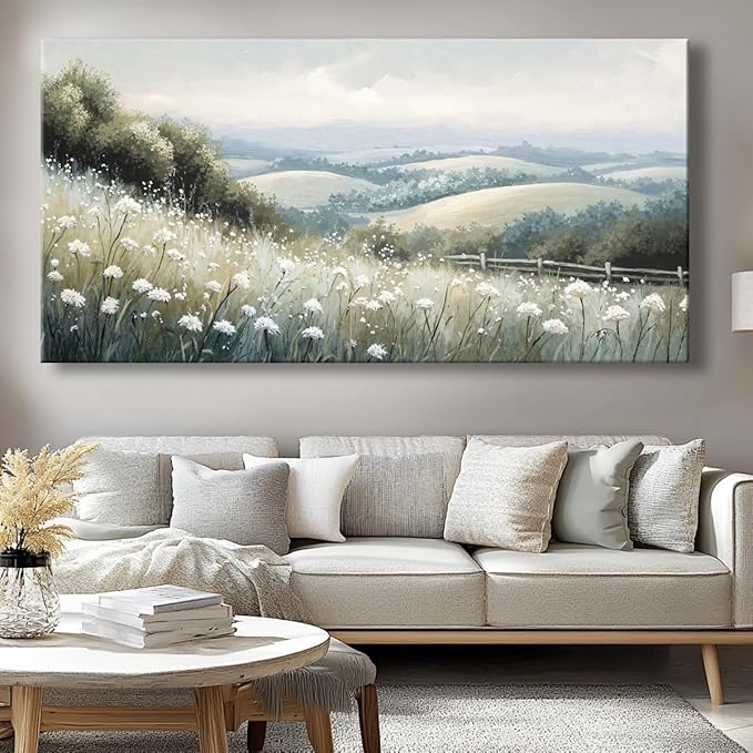 Sea of Flowers Canvas Wall Art - Modern landscape Paintings for Living Room, Bedroom Wall Decor, Framed Wall Art for Home or Office Decoration, Large Art 60x120cm(24x48in)