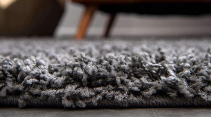 Unique Loom Solid Shag Collection Area Rug (10' 2" Round, Graphite Gray)