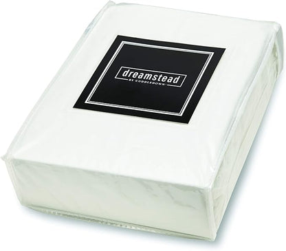 Cuddledown dreamstead Queen Bed Soft, Easy, 100% Cotton, Luxury Sateen, Set Includes Fitted, Flat Sheet and Pillowcase, White