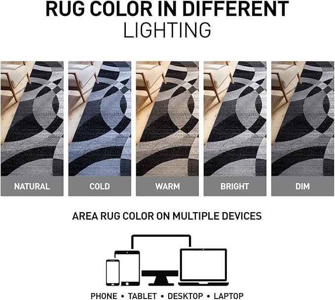 Rugshop Contemporary Abstract Circles Perfect for high Traffic Areas of Your Living Room,Bedroom,Home Office,Kitchen Area Rug 10' x 14' Gray