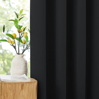 NICETOWN Full Blackout Curtains 96 inch Long for Home Theater, Grommet Energy Saving Room Darkening Window Treatment Thermal Curtains Portable Sun Shades for Living Room, W52 x L96, 2 Panels