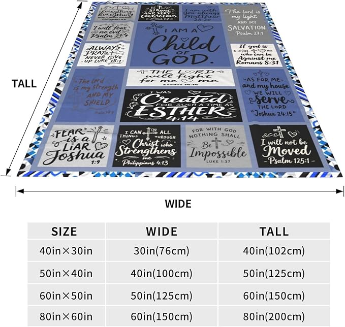 Christian Throw Blanket for Couch, Inspirational Gift for Women, Super Soft Plush Flannel Blanket, 40"x 50" Thoughts and Prayers Blankets for Bedroom Sofa Living Room Decoration